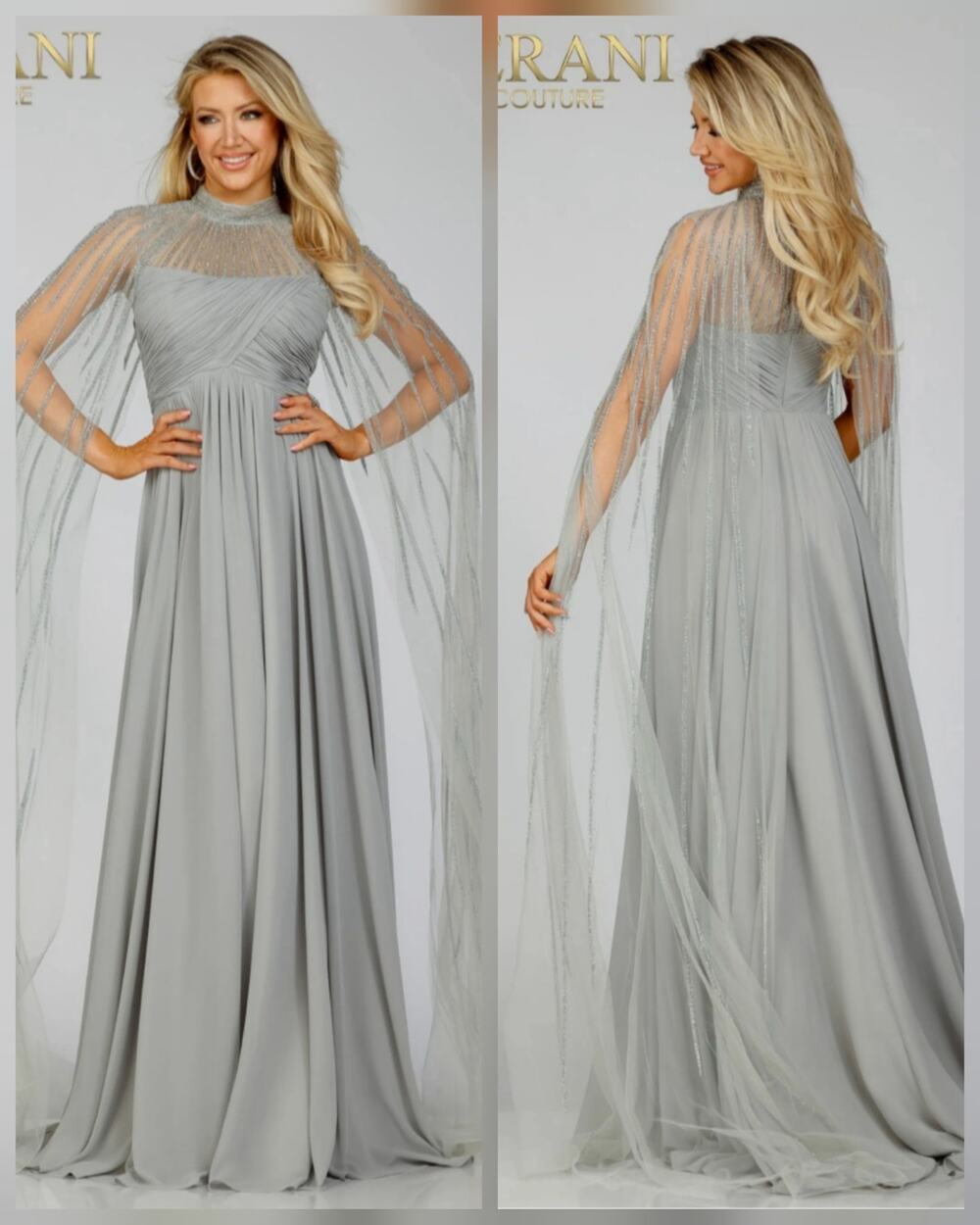 Terani Couture - Cape Sleeve Dress